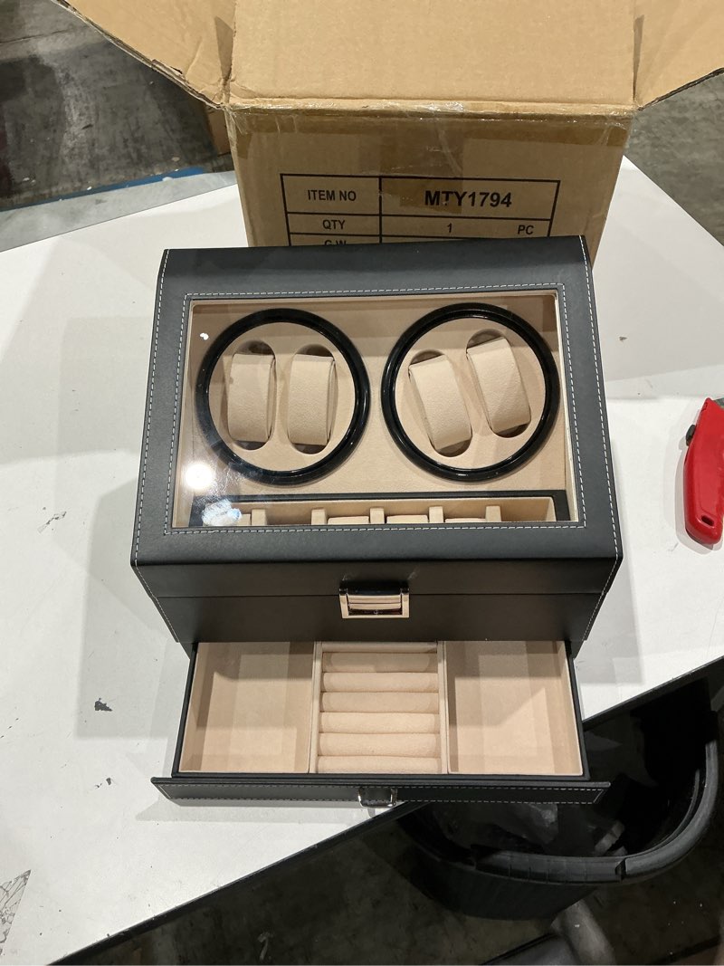 Condition photo showing New/Like New for liliaafar automatic watch winder for men, rotating watch case gift for fathers day, quiet running motor watches case with slots and drawer for birthday gift beige 6 slots pu leather