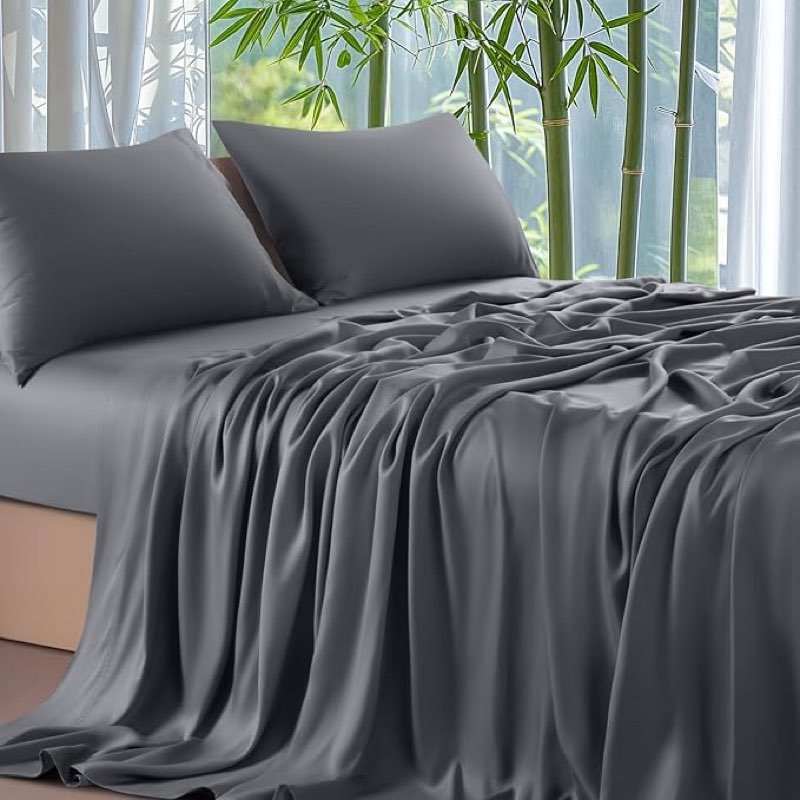 (similar to stock photo) shilucheng 100% cooling bamboo_ sheets set- queen size 1800 thread count soft bed sheets,16 inch deep pocket,breathable,comfortable and pilling resistant -4pc(queen,dark grey)