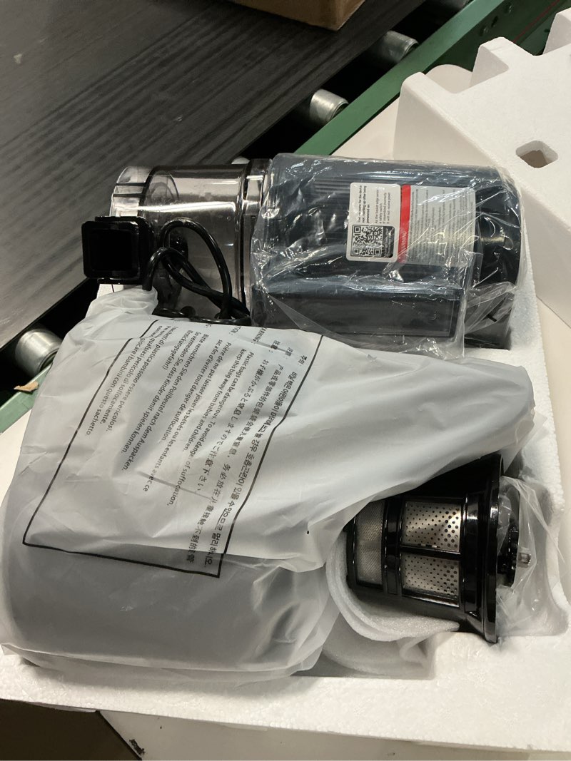 Condition photo showing As Is for canoly c16 cold press juicer, 6" extra wide feed chute, 3-in-1 strainers (juice & sorbet & nut milk), powerful ac brushless motor, self precut system, juicer machines with bpa-free (space gray)
