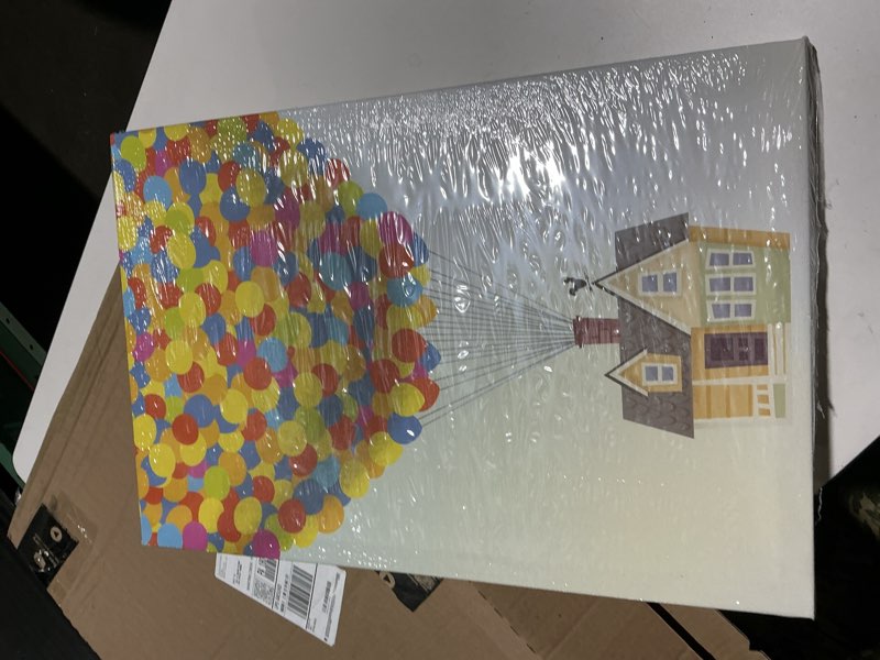 Condition photo showing Good Condition for Open Road Brands Disney Pixar Up House and Balloons Gallery Wrapped Canvas Wall Decor - Large Up Canvas Wall Art for Kids' Bedroom, Nursery or Home Decor Yellow