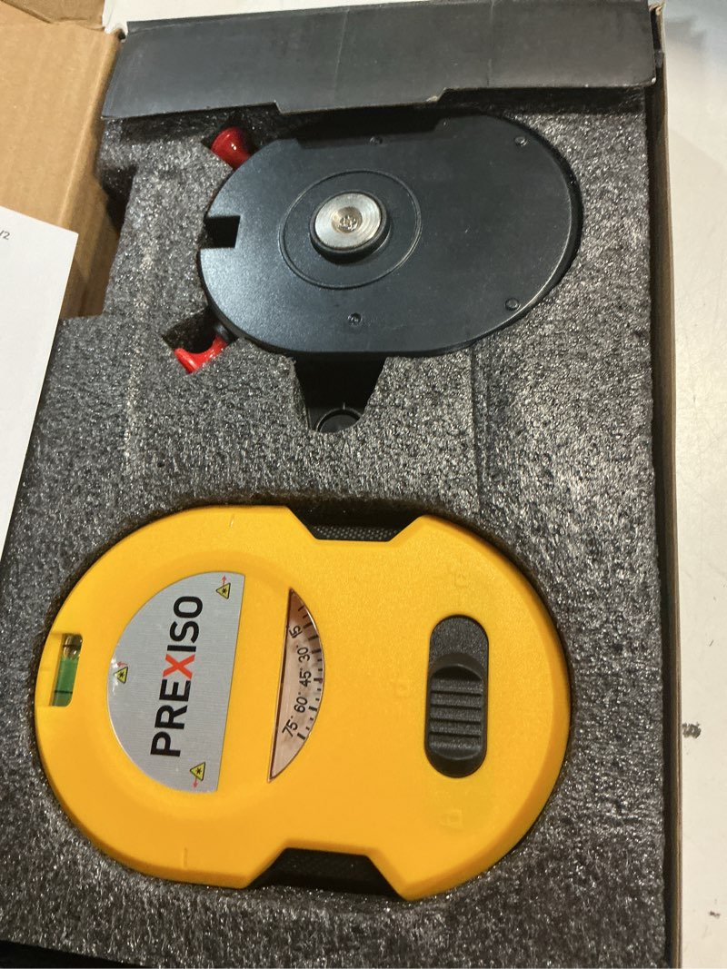 Condition photo showing Good Condition for prexiso multi surface laser level led light vial, 30ft horizontal & vertical line laser with wall mount base, 2 pins, 10 sticker, 2 aa batteries for hanging frames & picture, construction wall writing