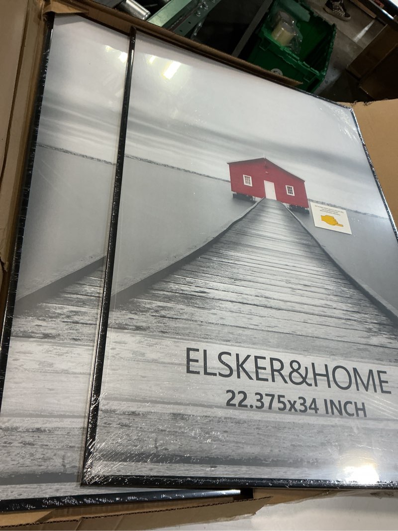 Condition photo showing Good Condition for ELSKER&HOME 22.375 x 34 Poster Frame 2 Pack, Black Picture Frame for Horizontal or Vertical Wall Mounting, Sturdy and Scratch-proof Black 22.375 x 34