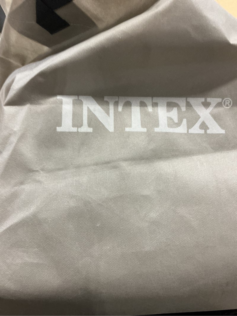 Condition photo showing As Is for intex elevated 18" pillow rest queen air mattress with internal pump - off-white/blue