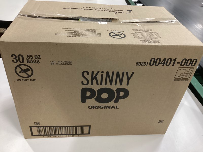 Condition photo showing New/Like New for ((BB/01/22/2026))SkinnyPop Popcorn, Original, Whole Grain, Dairy-Free Snack, 0.65oz Bags (30ct) Original 0.65 Ounce (Pack of 30)
