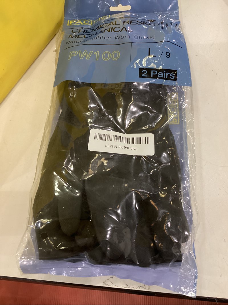 Condition photo showing Good Condition for PACIFIC PPE 2 Pairs Chemical Resistant Gloves, Heavy Duty Industrial Rubber Gloves, Resist Acid, Alkali and Oil, 12.6", Large L/9 12.6"/Black (2 Pairs)