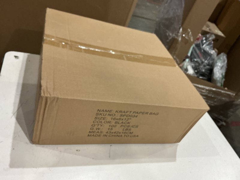 Condition photo showing New/Like New for shopday white paper bags with handles 16x6x12, 100 pack large kraft paper bags bulk, tote bags shopping bags