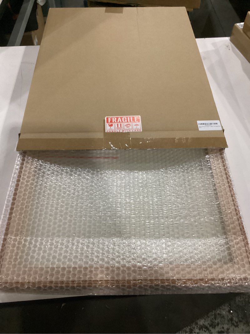 Condition photo showing Good Condition for natural wood 16x20 picture frame, display 12x16 photo with mat or 16x20 without mat, solid teak wood poster frame with plexiglass, wall hanging display natural teak 16 x 20