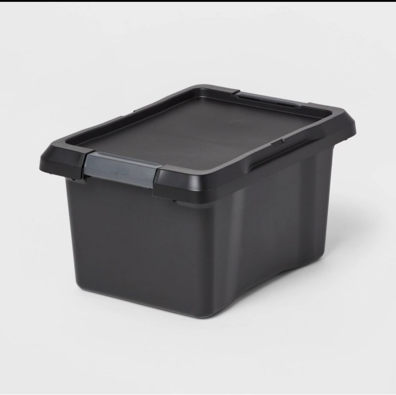 7gal Small Latching Storage Tote Black - Brightroom™: Stackable Utility Storage Bin with Lid & Handles ( 5 pc) 
