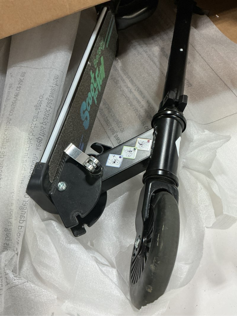 Condition photo showing Good Condition for beleev v3 scooter for kids with light-up wheels & stem & deck, 2 wheel folding scooter for girls boys, 4 adjustable height, lightweight kick scooter with handy kickstand for children ages 3-12 dark black