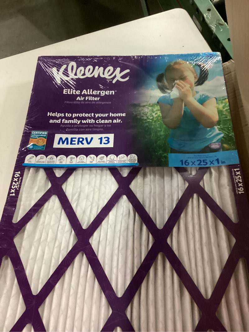 Condition photo showing New/Like New for kleenex elite allergen air filter 16x25x1 inches - 13 merv rating (2-pack)
