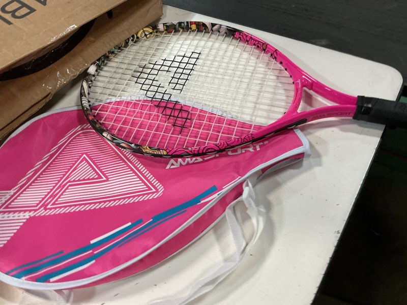 Condition photo showing Good Condition for kids tennis racket for boys & girls aged 2-12 - multi-color & style youth tennis racket for beginner, includes 420d nylon shoulder strap bag
