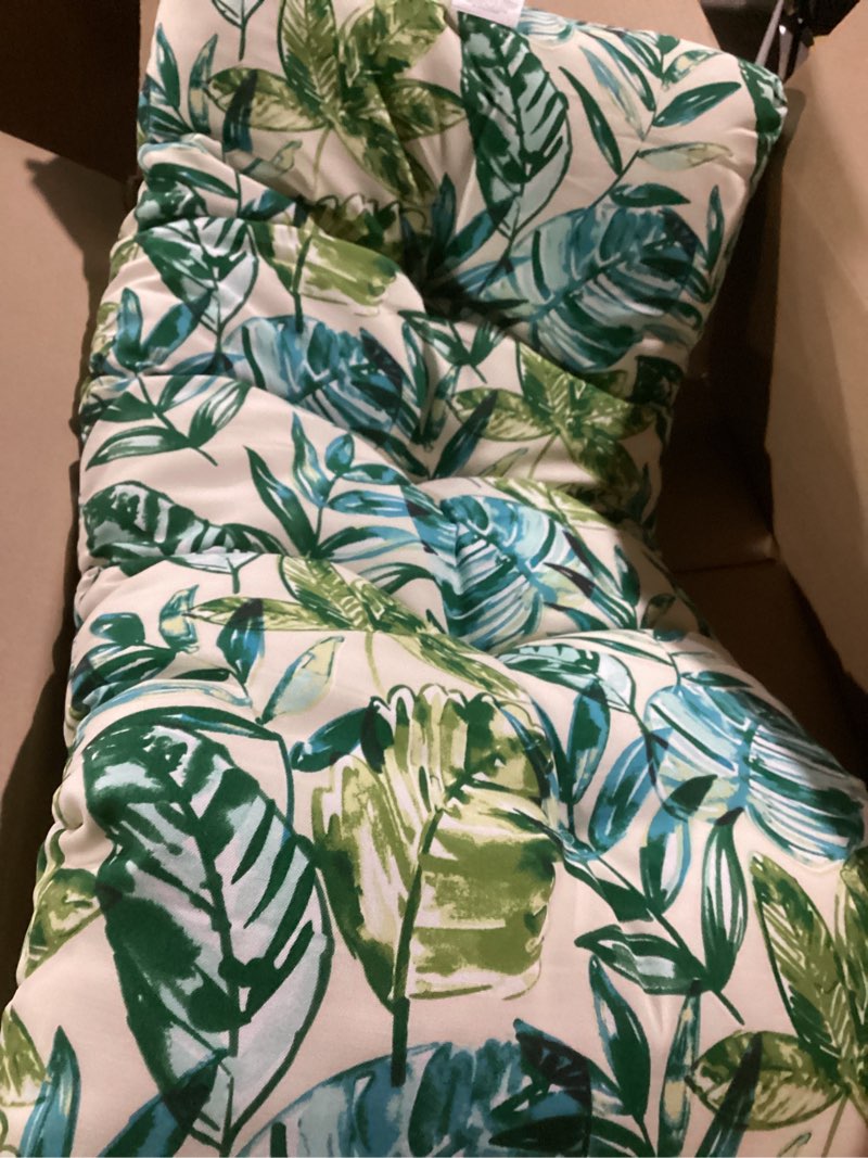 Condition photo showing Good Condition for Similar  to photo  Patio Tufted High Back Chair Cushion 1Count, Waterproof Fade Resistant Indoor Outdoor Deep Seating Rocking Chair Swing Seat/Back Cushions - Green Palm Leaves