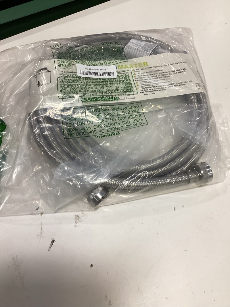 Condition photo showing Good Condition for 10ft stainless steel washing machine hoses with 90 degree elbows,2 pack red and blue washer hoses,burst proof hot & cold water connection inlet washer supply lines 10ft red and blue