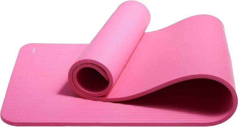 Amazon Basics 1-Inch Extra Thick Workout Exercise Yoga Mat with Carrying Strap, 74" x 24", Rose