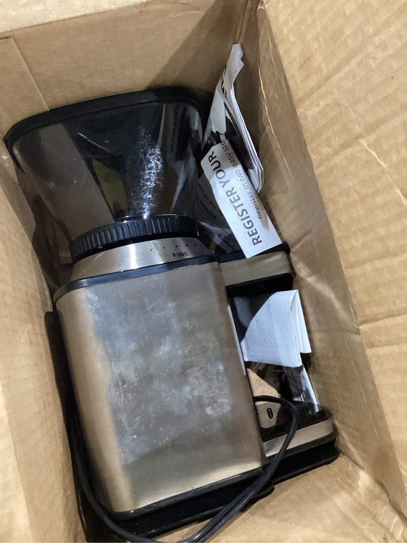 Condition photo showing Good Condition for cuisinart coffee grinder, electric one-touch automatic burr coffee grinder with 18-position grind selector, cup size selector for 4 – 18 cups, dbm-8p1, black stainless burr mill stainless steel