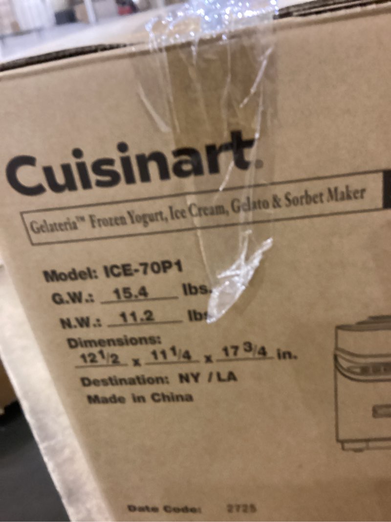 Condition photo showing As Is for Cuisinart Frozen Yogurt, Ice Cream, & Sorbet Maker 