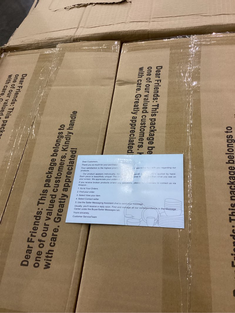 Condition photo showing New/Like New for AmorArc Ceramic Dinnerware Sets,Handmade Reactive Glaze Stoneware Plates and Bowls Sets,Highly Chip and Crack Resistant | Dishwasher & Microwave Safe Dishes Set,Service for 8 (24pc) Vintage Blue Service for 8