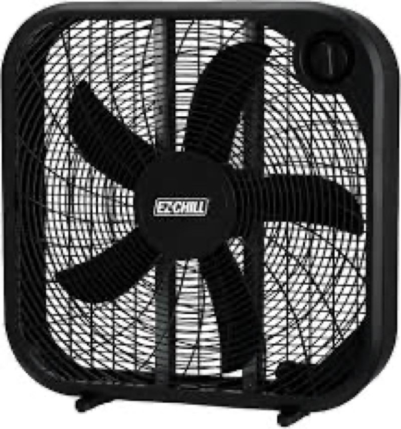 EZ-CHILL 20" 3-Speed Box Fan, Ideal for Home, Bedroom, & Office, Black