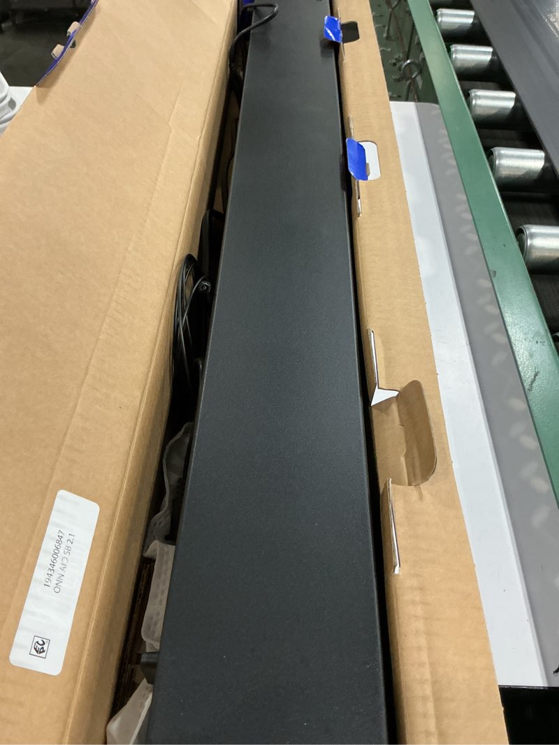 Condition photo showing As Is for onn bluetooth 2.1 channel soundbar with dolby atmos, 36", black