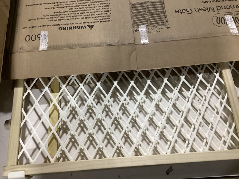 Condition photo showing Good Condition for Toddleroo by North States - Diamond Mesh Wooden Baby Gate: Pressure Mounted Baby Gate for Doorways - Adjustable 26.5 to 42 Inches Wide - 23 Inches Tall