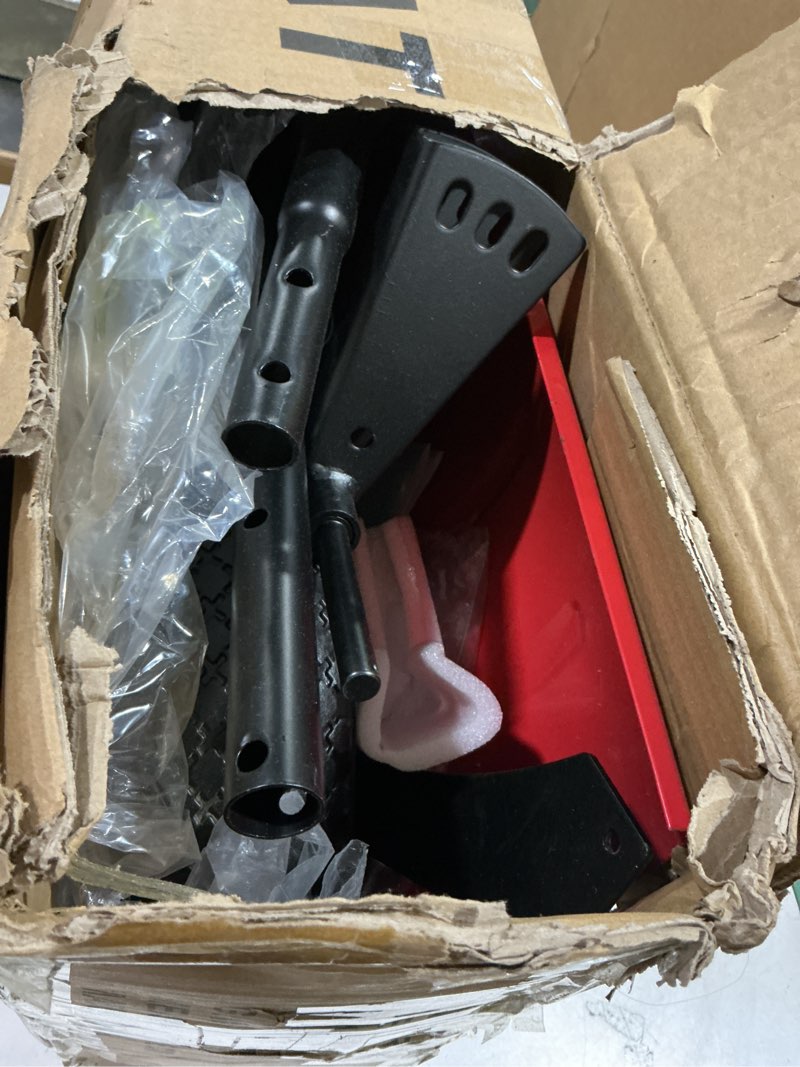 Condition photo showing As Is for Snow Shovel with Wheels,29" Snow Removal Tool with Metal Blade,Snow plow with Adjustable Handle and Angled Blade, Doorway Sidewalk Snow Clean,Ergonomic Double Rod Handle Design with Reflective Tape