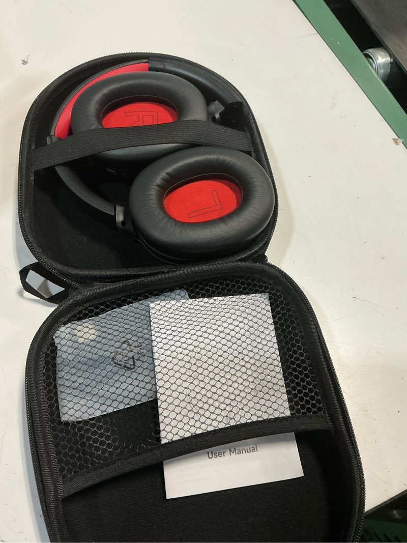 Condition photo showing New/Like New for ifecco active noise cancelling headphones bluetooth 5.4 - wireless anc headphones over ear with microphone,100h play time,hifi stereo bluetooth headset with cushioned pads for home office black-red