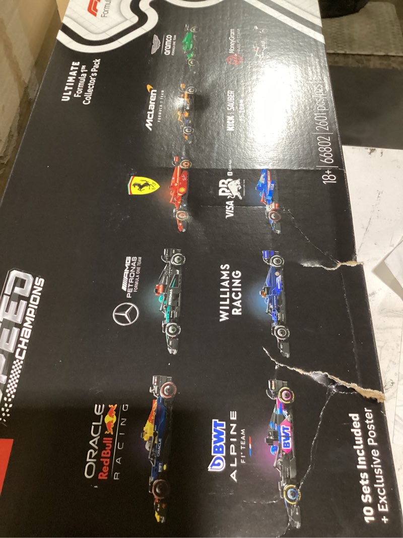 Condition photo showing New/Like New for lego speed champions ultimate formula 1 collector's pack - contains 10 sets in 1 - includes exclusive poster - collectible f1 model car kit - gift for race car fans - 66802