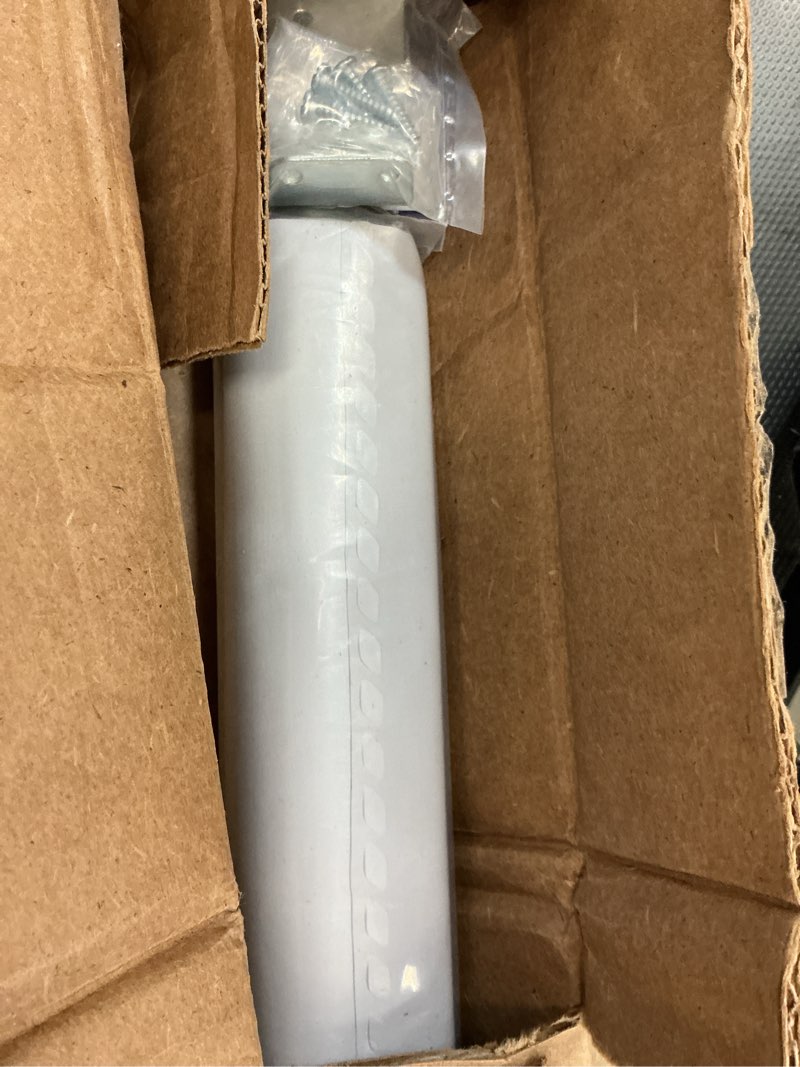 Condition photo showing Good Condition for tear down cut-to-size white cordless room darkening telescopic width vinyl window shade 55 in. w x 72 in. l