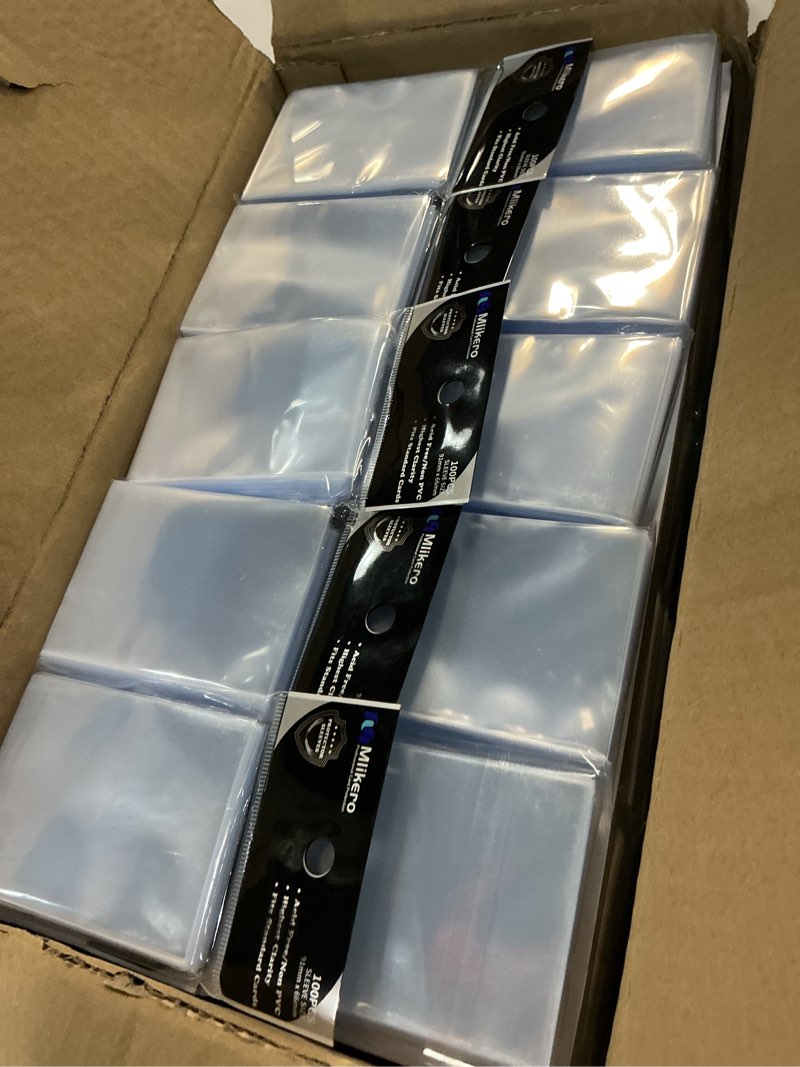 Condition photo showing Good Condition for mlikero 10000 count card sleeves, clear soft trading card sleeves, polypropylene (pp), fit for mtg, tcg, baseball, football, game cards