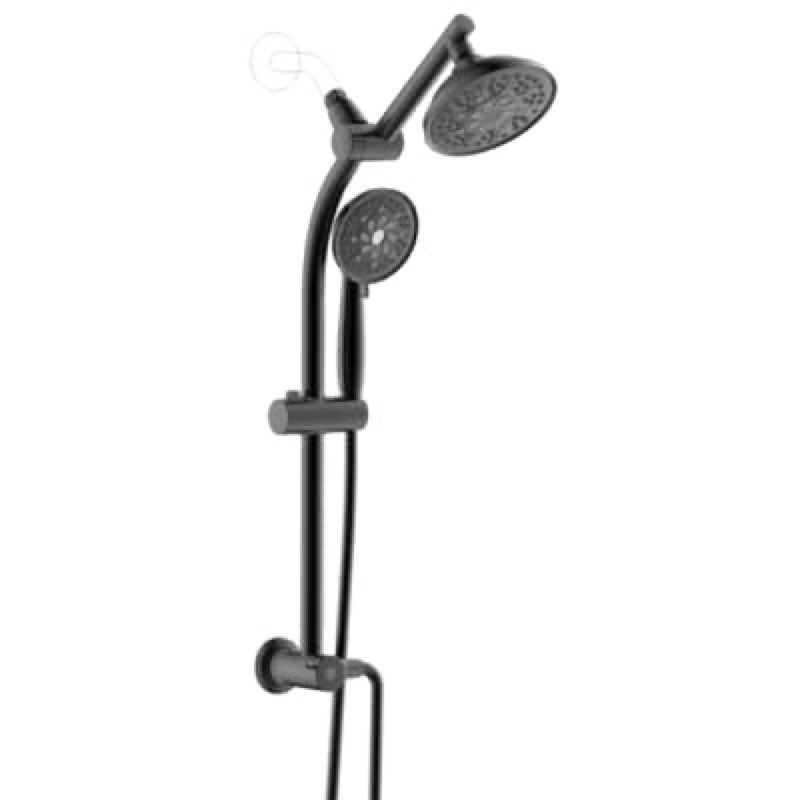 allen + roth matte black 5.98-in shower faucet bar system with 2-way diverter