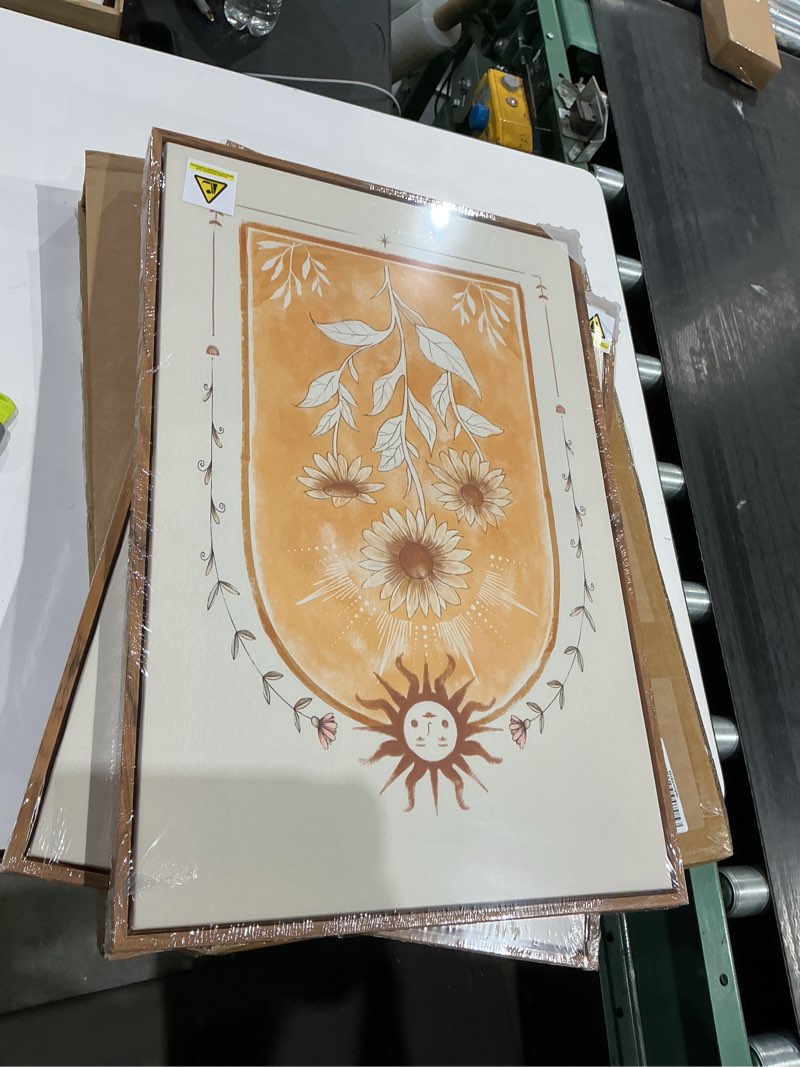 Condition photo showing New/Like New for 2pcs vintage boho sun and moon canvas wall art sunflowers pictures spiritual mystical artwork posters wall decor blue orange floral folk art earthy flower leaves stars bedroom room decor16x24inunframed moon canvas art 16x24inx2pcs poster