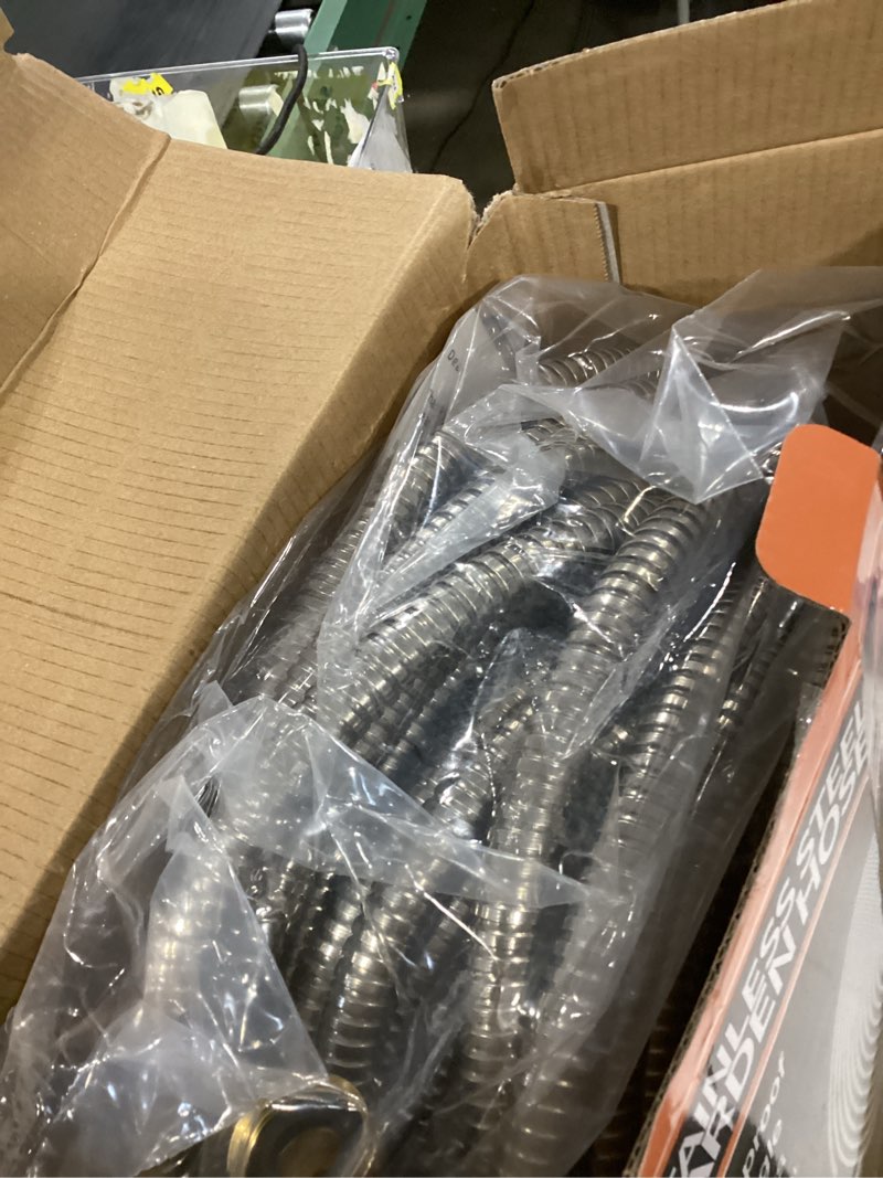 Condition photo showing Good Condition for tvkb garden hose 100ft stainless steel water hose super tough flexible water pipe with brass fittings and sprayer nozzle, no kink, rust proof