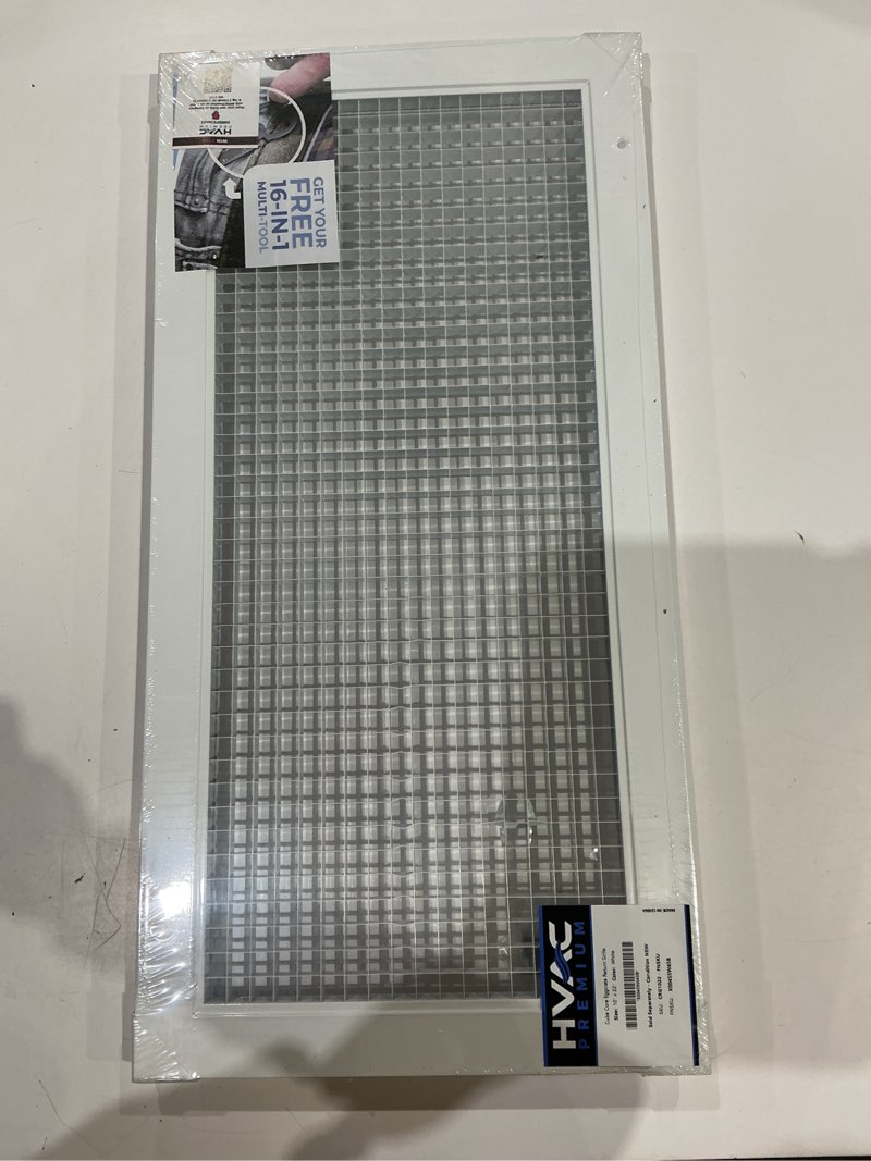 Condition photo showing Good Condition for hvac premium 10" x 22" or 22" x 10" cube core eggcrate return air grille - aluminum rust proof - hvac vent duct cover - white [outer dimensions: 11.75 x 23.75] 10 x 22 duct opening