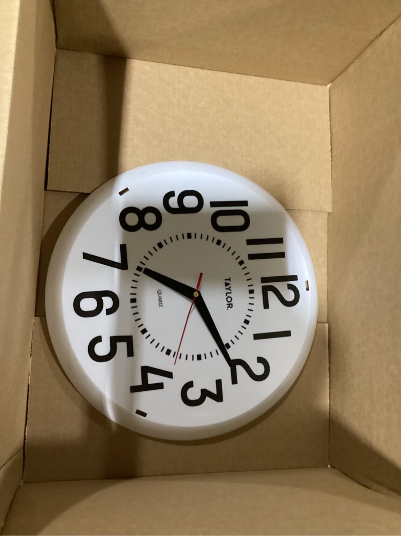 Taylor Precision 6760 Patio Clock, 13-1/4" Dia., Big and Bold Style, in/Out Round dial Clock, White Bezel, All Metal Construction, Requires (1) AA Battery (not Included)