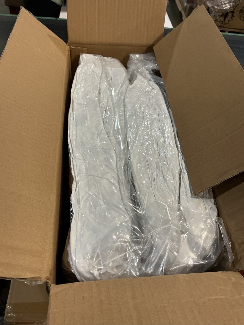 Condition photo showing New/Like New for dwr set of 2 feather down throw pillow inserts 28x28 with organic cotton cover, feather square white decorative pillow inserts for bed, sofa, and couch 28x28 inch (pack of 2) white