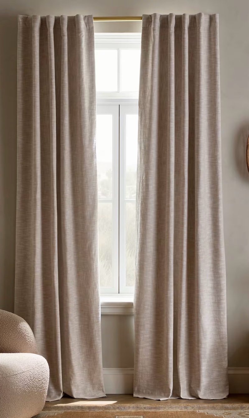 textured cotton room darkening curtain oatmeal size 48in x108in