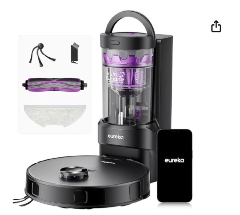 Eureka E20 Evo Plus Robot Vacuum and Mop Combo, 10,000Pa Suction Robot Vacuum Cleaner Bagless Self-E