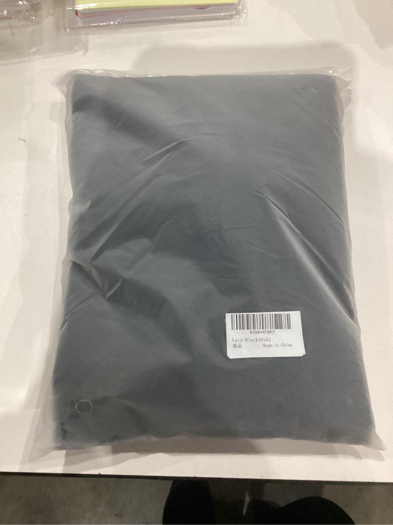 Condition photo showing New/Like New for Black Sheer Lace Curtains with Tassels 63 Inches Length Vintage Geo Pattern Boho Drapes for Living Room Bedroom Light Filtering Window Treatment Sets, 40inch Width, Rod Pocket Black Lace-new 40"W x 63"L (Pack of 2)