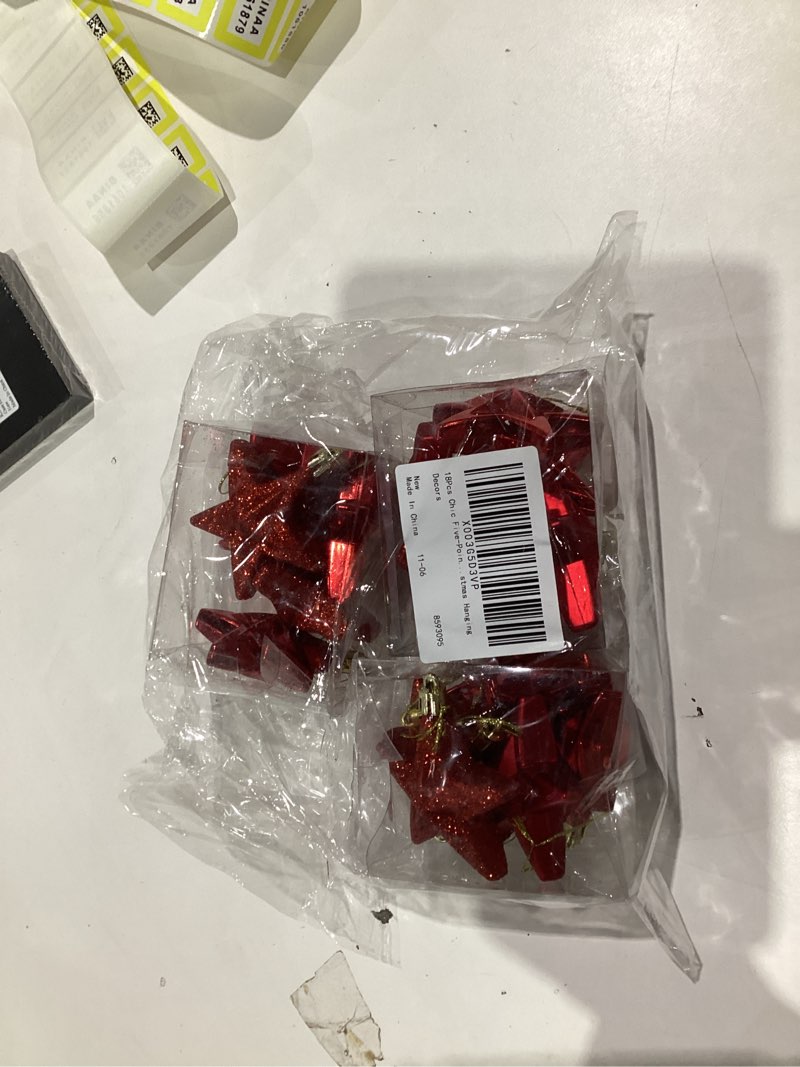 Condition photo showing New/Like New for Star Christmas Tree Ornaments, 18Pcs Hanging Ornaments- Glitter Stars Hanging Ornaments Shatterproof Craft for Holiday Party