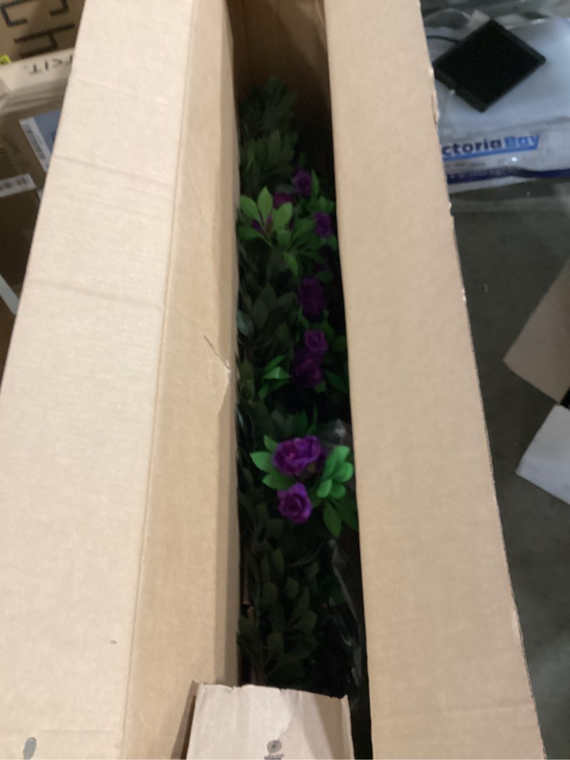 Condition photo showing Good Condition for sumery expandable fence privacy screen for balcony patio outdoor,decorative faux ivy fencing panel,artificial hedges (single sided leaves) (2, branches -purple rose) 2 branches -purple rose