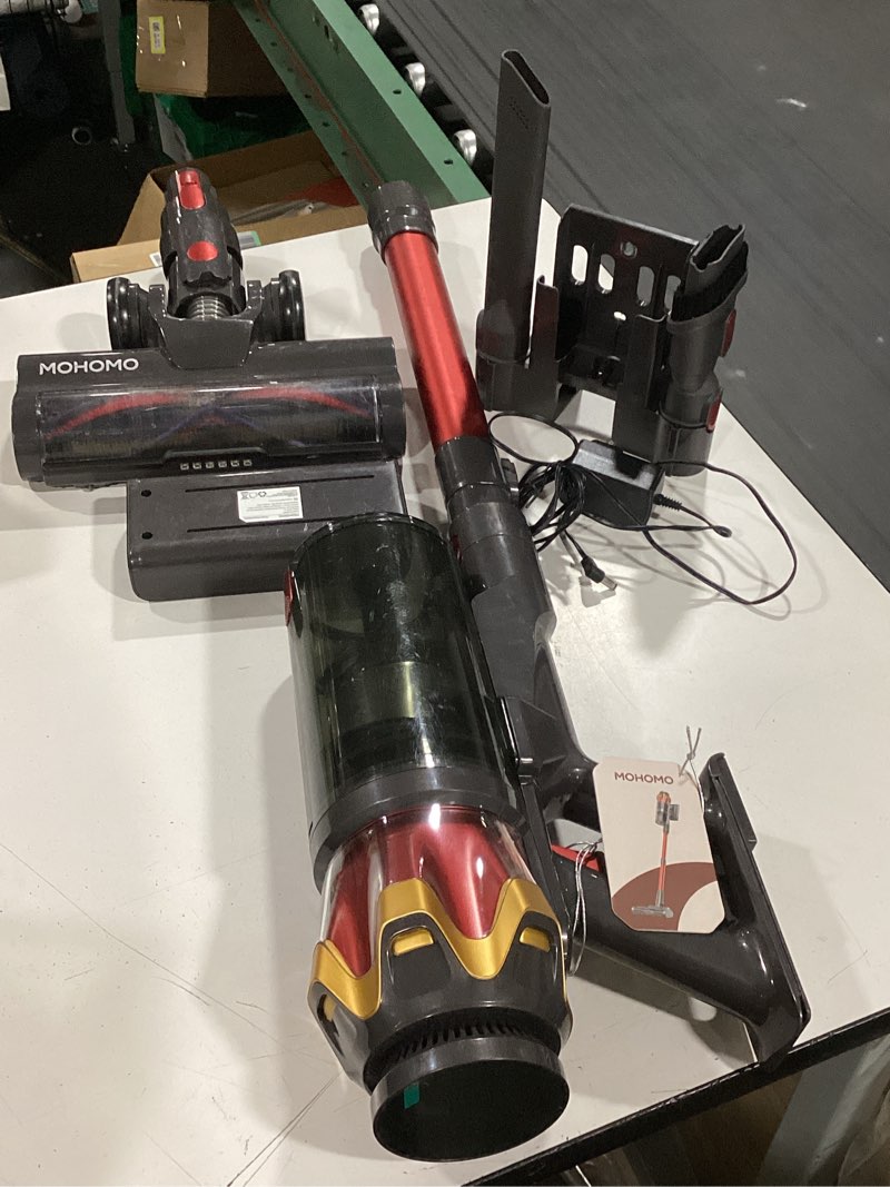 Condition photo showing As Is for cordless vacuum cleaner, 650w 55kpa 70mins vacuum cleaners for home, self-standing stick vacuum with anti-tangle brush & oled touch screen, vacuum cleaner for hardwood floors,carpet,pet hair,car (red)