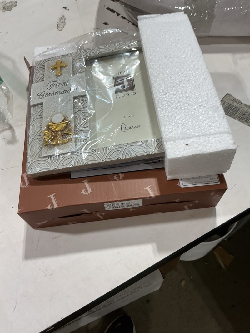 Condition photo showing New/Like New for joseph's studio by roman - first communion picture frame for 4" x 6" photo, vertical tabletop or desk display - 7.25" h, resin and stone, decorative, collection, durable, long lasting
