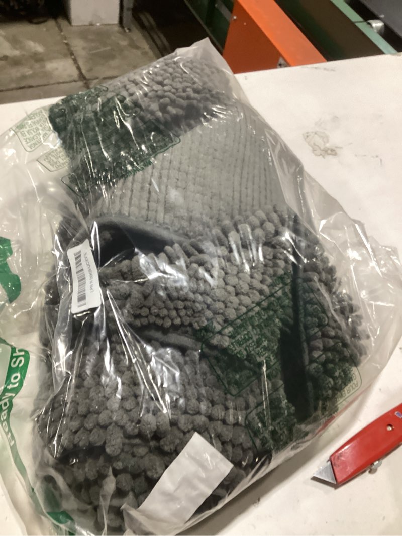 Condition photo showing Good Condition for turquoize bathroom runner area chenille rug oversize non-slip shag kitchen shower bath mat extra long grey striped washable for bathroom, gray, size 59" x 20" 59" x 20" charcoal gray