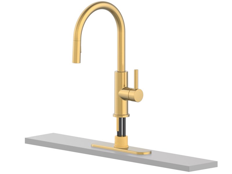 allen + roth Harlow Simplefit Brushed Gold Single Handle Deck-mount Pull
