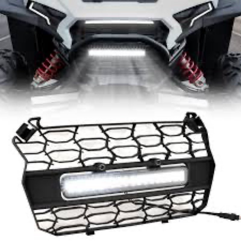 AUPOWER LED Front Mesh Grill with Light Bar for Polaris RZR XP 1000/XP 4 1000 2024+, Waterproof Blac