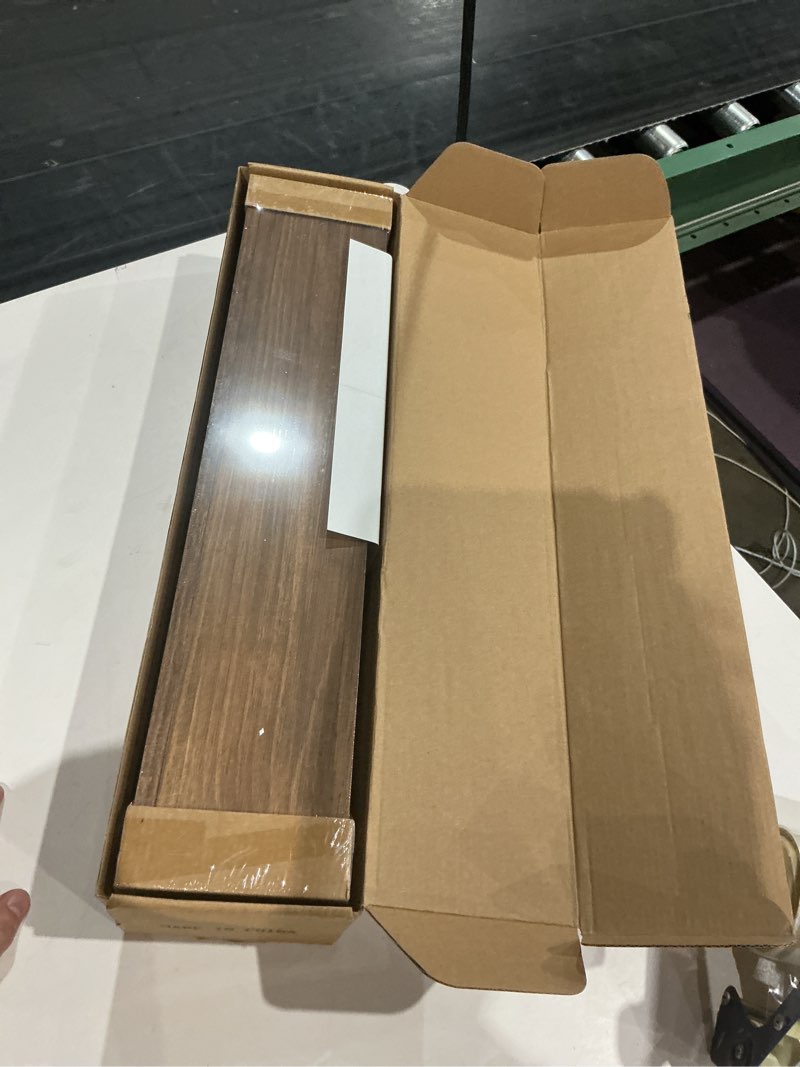 Condition photo showing New/Like New for seocry scalloped wall bookshelves for nursery, floating wooden book shelves for kids room, white nursery shelves for wall, baby & toddler room decor walnut brown 4 16.5 inches