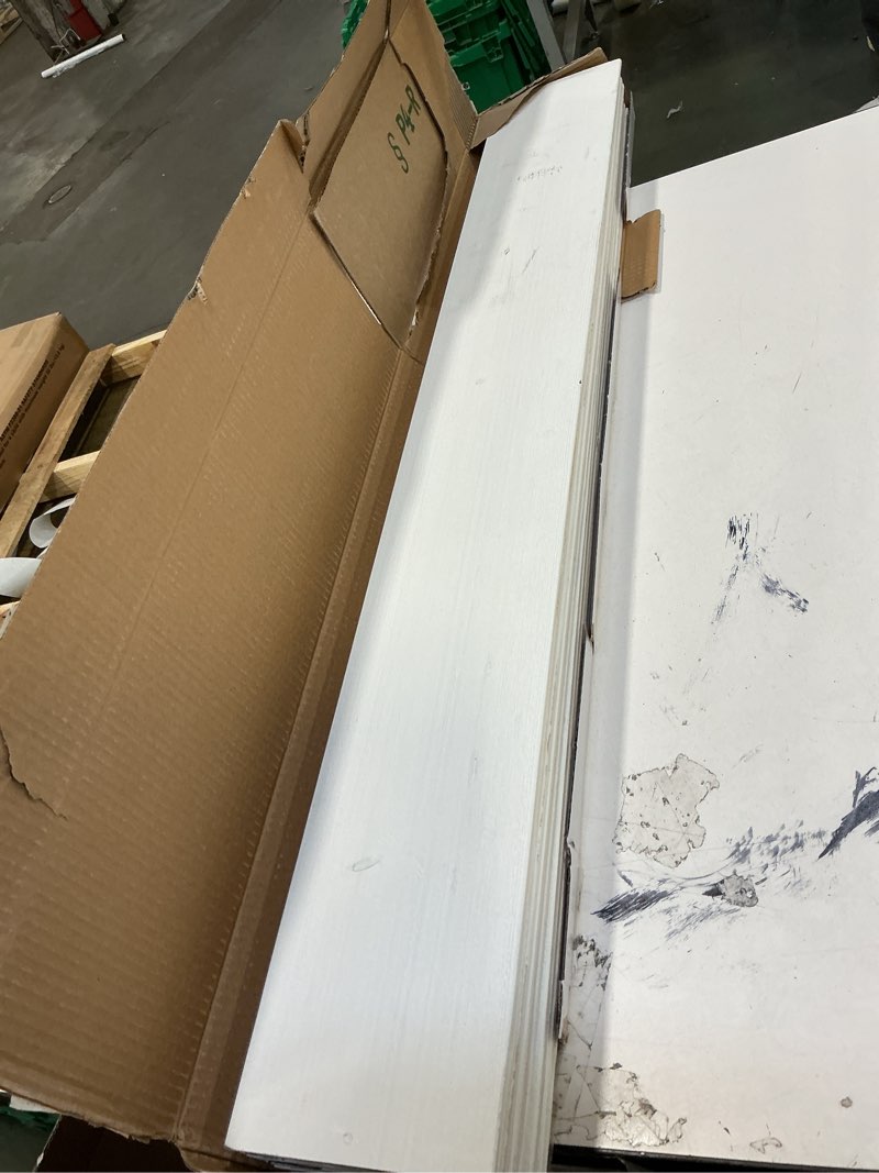 Condition photo showing New/Like New for Luxdecor Real Wood Wall Planks - White Shiplap Boards 5" Peel and Stick - 10 Pieces, 12.5 Sq Ft 02-white