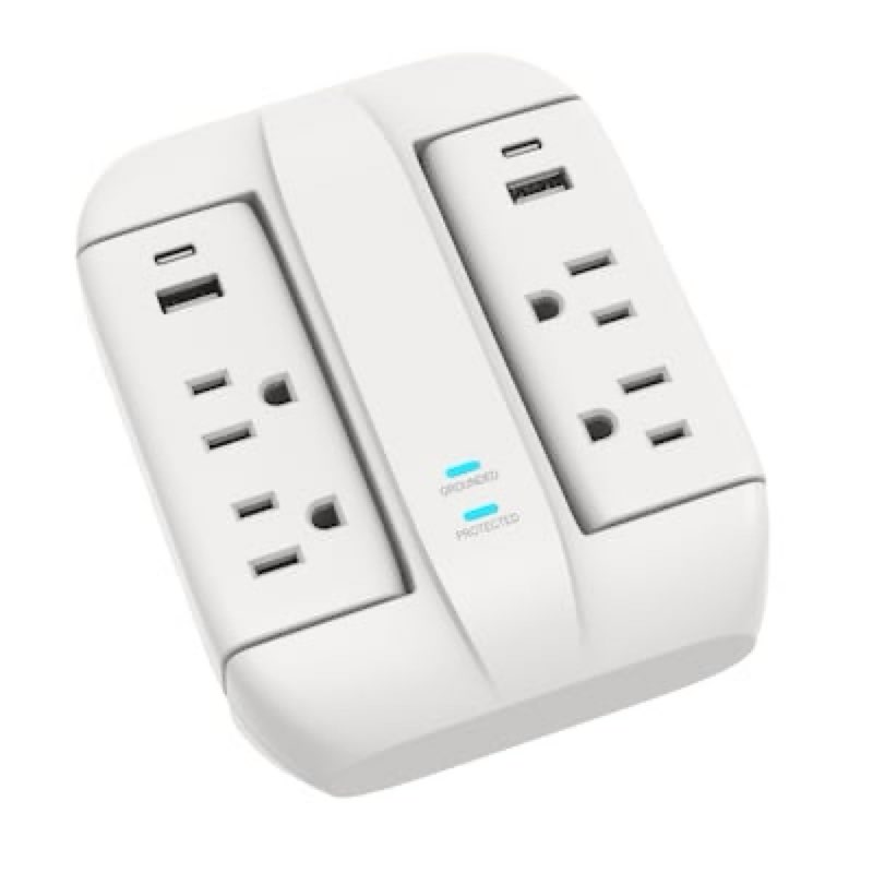 utilitech 4 -outlet 500 joules 1875 -watts 1875va white indoor usb ac surge protector