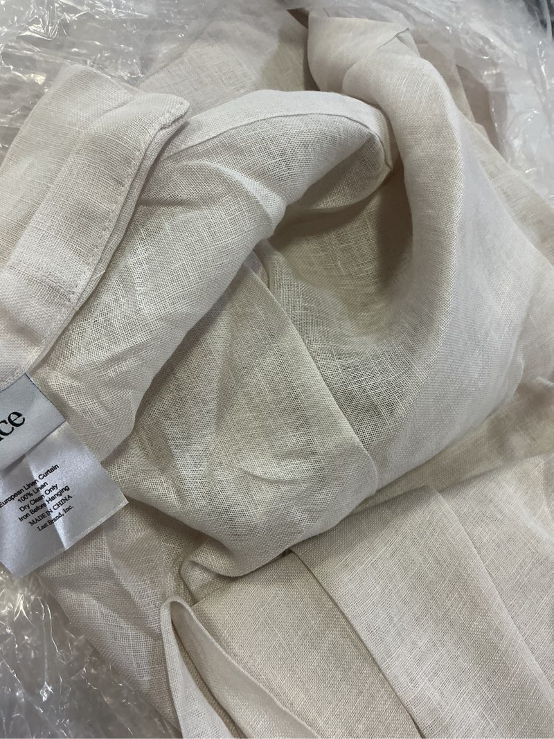 Condition photo showing Good Condition for european linen sheer curtain set, 48x84, flax