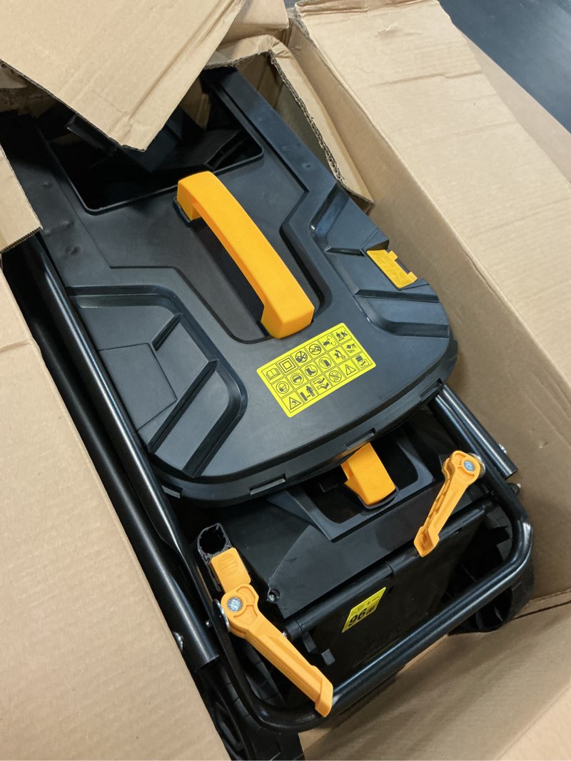 Condition photo showing As Is for heinpro 14" cordless lawn mower compatible with dewalt 20v max battery, 2-in-1 brushless electric lawn mower for small yards, push mowers with 5-position height adjustment, black (tool only) 14-inch